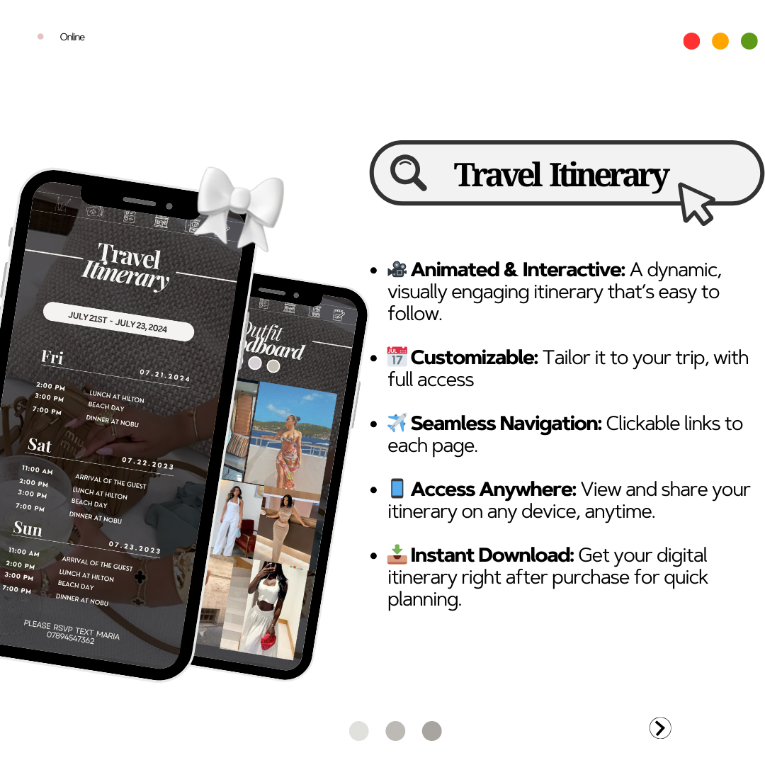 Customisable Animated Digital Itinerary - Perfect For Birthdays, Anniversaries, Bachelorette + more