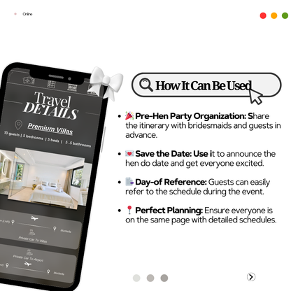 Customizable Digital Hen Do Itinerary & Invitation - Stylish & Editable