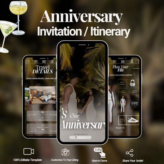 Anniversary Trip Invitation & Itinerary + 30% Off Vacation Wardrobe